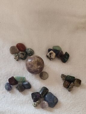 Mixed Polished Gemstone Sphere and 25 Tumbled Stone Lot #7- Multicolor